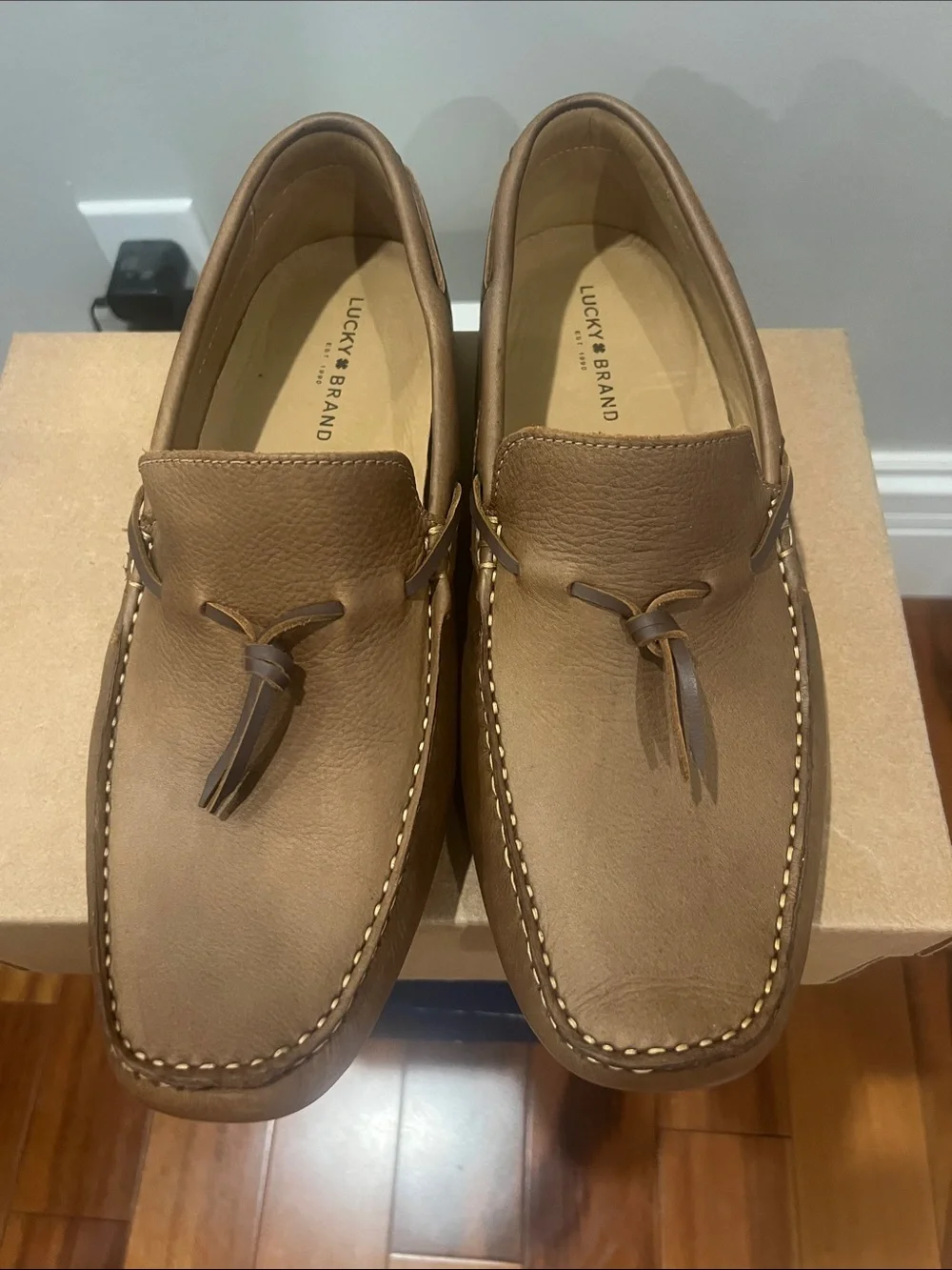 Lucky Brand Tan Leather Tassel Slip-On Loafers